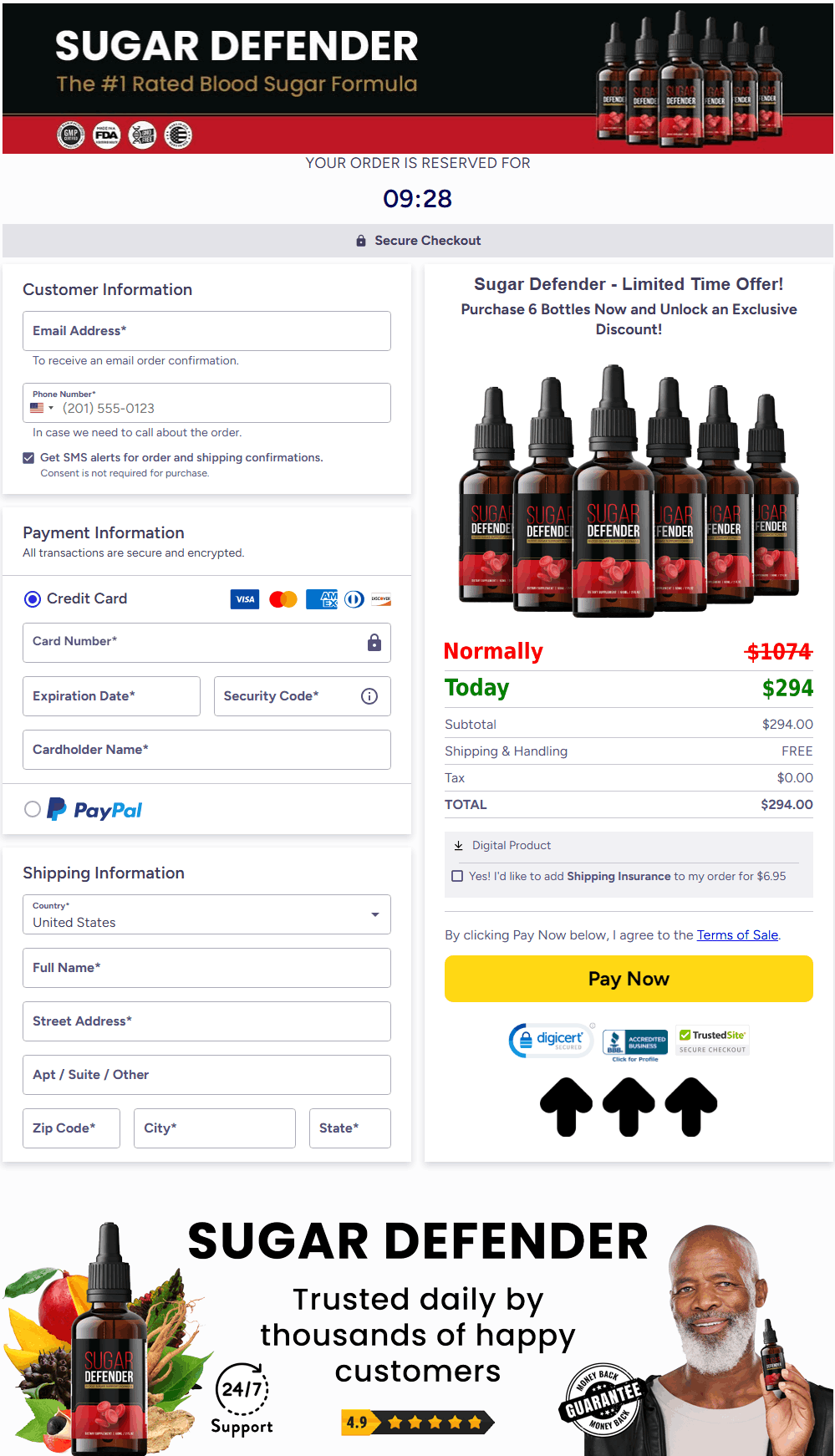 sugar defender checkout page